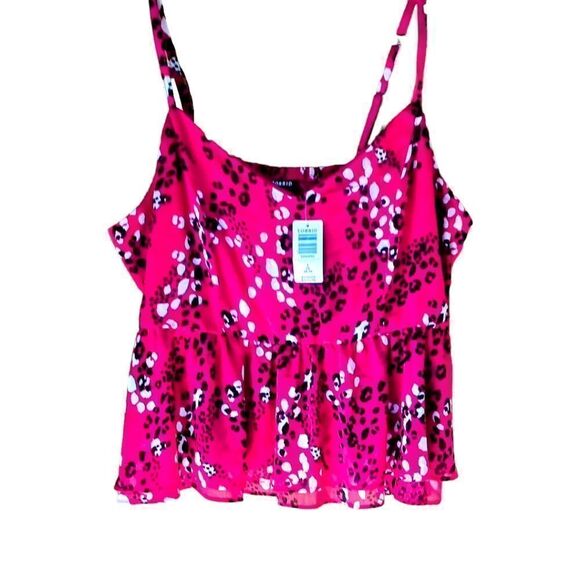 TORRID Plus Size Pink Leopard 🐆 Chiffon Peplum Midi Cami. - Picture 2 of 16